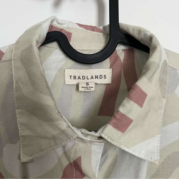 Tradlands Linen Tencel Short Sleeve Box Top, Berenice Print, size small - Picture 9 of 11